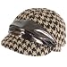 New Houndstooth Crinkle Newsboy Driver Cabby Cap Hat * Brown w/ Brown Band * Small / Medium