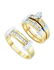 0.22CTW CENTER MARQUES DIAMOND TRIO SET