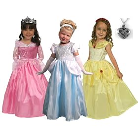 Traditional Princess Dress-Up Set and Necklace, Large (5-7) by Little Adventures & Wondercharms