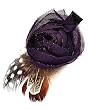Purple Fabric Rose and Brown Feather Hair Clip Fashion Jewelry