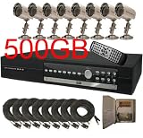 USA Security Store -- 8 High Resulotion CCD Day/Night Vision Bullet Color Cameras with one 8 Channels Video audio Security Surveillance DVR Digital Video Recorder System Built-in 500GB HDD, Included 8x65FT video cables and Power Supplies KIT. Supports Network Remote Viewing Over Internet, Windows IE, iPhone, Windows Mobile, and Apple Mac FireFox.