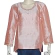 Womens Pink Shirt Silk Long Sleeve Top Blouse Embroidery Size L