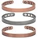 Pure Copper Magnetic Bracelet - Women & Men - Arthritis & Pain Relief - 6 Rare Earth Therapy Magnets - Striped