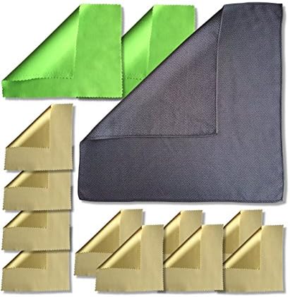 13 Piece Microfiber Glass Cleaning Cloth Set For Sensitive Electronics, Glasses, Lenses and Screens. Lint-Free, Scratch-Free, Streak-Free Towel Kit