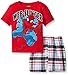 Marvel Little Boys' Toddler Marvel 2 Piece Plaid Short Set, Red, 4T
