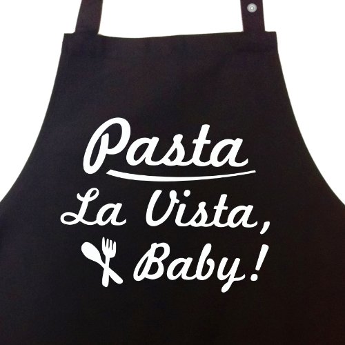 PASTA LA VISTA BABY ! - Kochschürze, Latzschürze mit verstellbarem Nackenband und Seitentasche