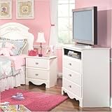 Spring Rose Media Chest in White Pearlescent