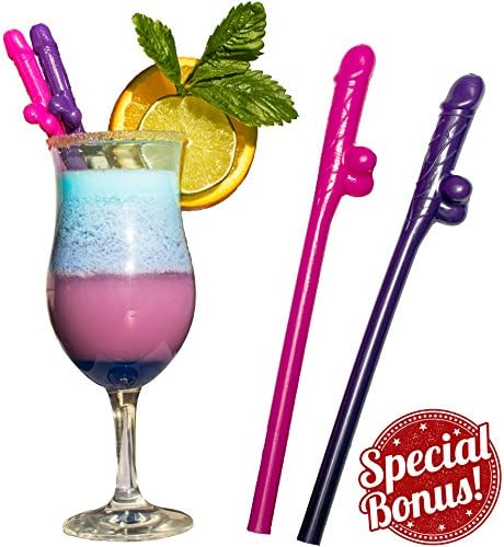 Willie Suckers Adult Bachelorette Party Decorations Drink Straws (20-Pack) - Funny Novelty Ideas for Party Games or Invitation Gag Gift - BPA and Phthalate Free Certificate