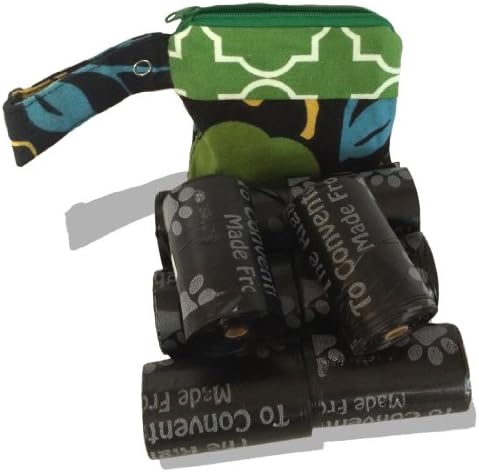 Pet Dog Poop Waste Bags with Dispenser Pouch, Eco and Earth Freindly - Made From Plants, 8 Rolls, 20 Bags / Roll, 160 Bags, Black, Unscented