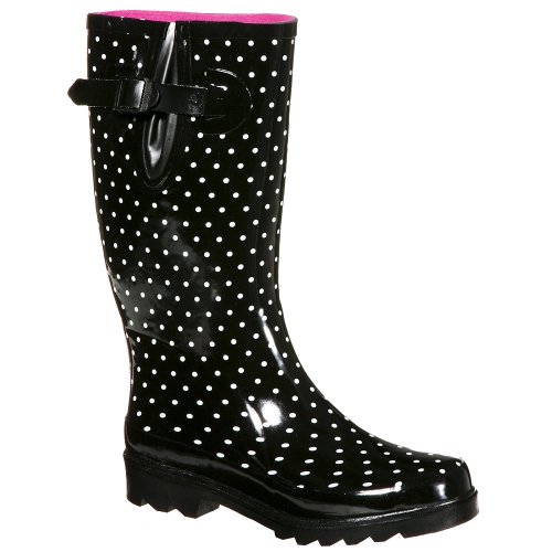 Women's Zaria Polka Dot Rain Boots - Black/ White