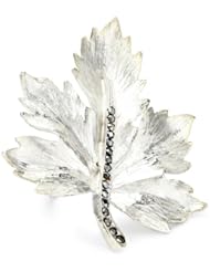 Shameless Jewelry "Animal Attraction" Sterling Silver-Tone Swarovski Leaf Ring