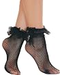 Ankle Fishnet Socks Ruffle Lace Trim Blackor Red