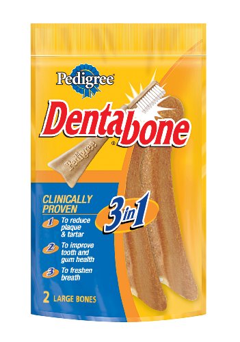 Pedigree Dentabone Snack Food for Adult Dogs, 2-Large Bones (Pack of 10)