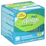 Always Feminine Wipe Clean Wipes-to-Go, 20-Count Packages (Pack of 4)