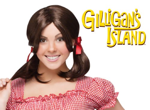 Fun World Gilligan's Island MaryAnn Mary Ann Costume Brown Brunette Pigtail Wig Adult
