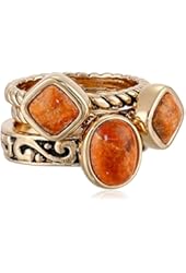 Barse Glisten Bronze Stackable Three-Ring Set