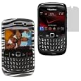 GTMax White / Black Zebra Snap On Crystal Hard Cover Case + Clear LCD Screen Protector Film for RIM Blackberry Curve 8530 8520 Cell Phone'