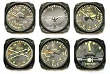 Vintage Aircraft Instrument Coaster Set - Set of 6