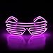 Aquat Light Up Shutter LED Neon Rave Glasses El Wire DJ Flashing Sunglasses Glow Costumes Voice Activated For 80s, EDM, Party RB02 (Pink, Black Frame)