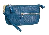 Passion Blue Genuine Leather Clutch or Wristlet With Strap