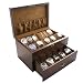 Vintage Wood Solid Top Watch Display Storage Case Chest Holds 20+ Watches With Adjustable Soft Pillows and High Clearance for Larger Watches