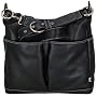 OiOi Black Leather Pocketed Hobo Bag with Zebra Lining