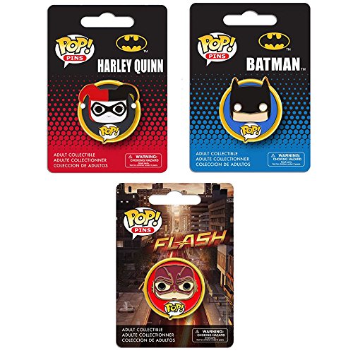 Funko POP DC Comics Pin Batman - The Flash - Harley Quinn - 3pc set