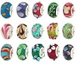 50pc Lot Silver Lampwork Murano Glass European Mix Beads - Compatible with Pandora, Chamilia, Troll, Biagi