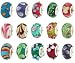 50pc Lot Silver Lampwork Murano Glass European Mix Beads - Compatible with Pandora, Chamilia, Troll, Biagi