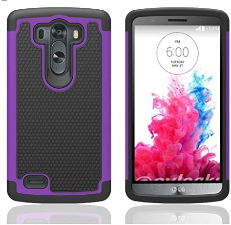 Hybrid Dual Layer Armor Defender Full Body Protection Case Cover for LG G3 (Purple)
