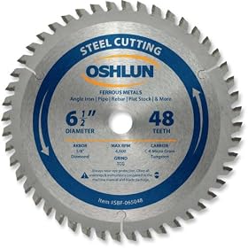 Oshlun SBF-065048 6-1 2-Inch 48 Tooth TCG Saw Blade with 5 8-Inch Diamond Knockout Arbor... by Oshlun