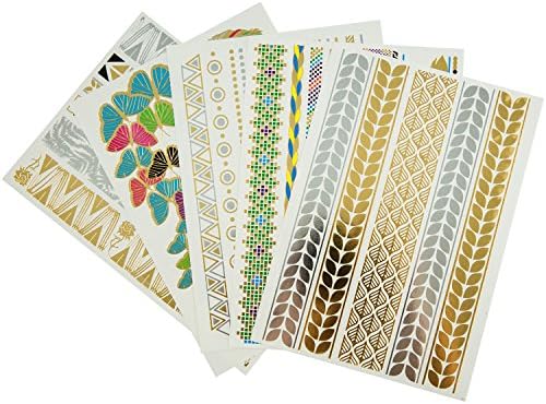 Temporary Tattoos - Flash Metallic Gold Colors (5 Premium Sheets)