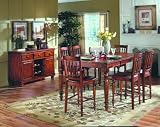 7 PCS Oxford Square Solid Wood Pub Dining Set in Antique Distressed Cherry Finish