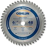 Oshlun SBF-065048 6-1/2 inch 48 Tooth TCG Saw Blade with 5/8 inch Diamond Knockout Arbor for Mild Steel and Ferrous Metals