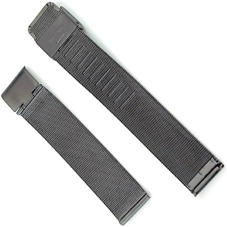 20mm Black Mesh Stainless Steel Watch Band
