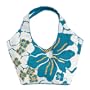 Olive N Figs Turquoise Blue Hawaiin Floral Sequined Jute Handbag/Tote