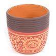 Handmade Decorative Ceramic Flower Pot / Jar With Striking Red Floral Designs