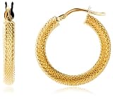 14k Yellow Gold 3mm Mesh Hoop Earrings