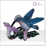 Jewelry Trinket Box with Crystal - Hummingbird Design