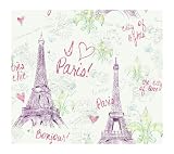 York Wallcoverings PW3911 Girl Power 2 Paris Wallpaper, White Background/Purple/Green