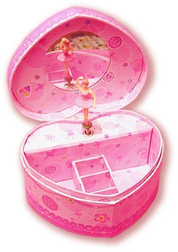 Kids Ballerina Dancing Musical Jewelry Box Pecoware Intricately Decorated Heart Shaped Box
