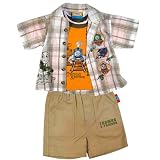 Thomas and Friends - Clothing - Infant Boys Green, Tan and White Plaid 3 Piece Shorts Set