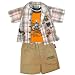 Thomas and Friends - Clothing - Infant Boys Green, Tan and White Plaid 3 Piece Shorts Set