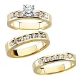 14K Yellow Gold Diamond Solitaire Trio Wedding Set - 1.70 Ct.