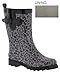 Capelli New York Shiny Baby Leopard Printed Ladies Short Sporty Body Rubber Rain Boot Grey Combo 10