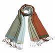 100% Viscose Double-sided Four Colors Solid and Leopard Pattern Pane Fringed Long Scarf - Orange