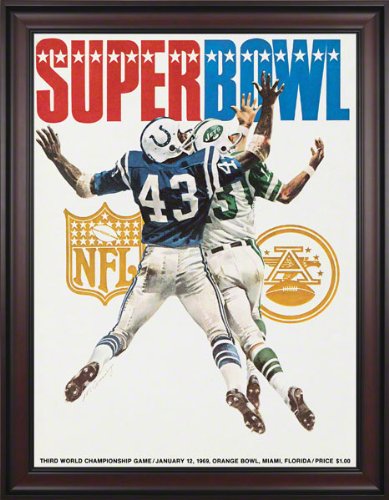 Framed Canvas 36 x 48 Super Bowl III Program Print | Details: 1969, Jets vs Colts