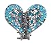 Hair Clip - H113 - Filigree Heart set with Swarovski (tm) Crystal Stones ~ Aqua & Blue Zircon (Greenish Blue)