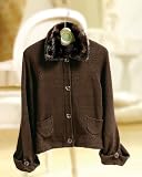 Fur-collar boxy cardigan