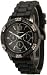 Women's Geneva Black Gun Metal Chronograph Silicone Rubber Jelly with CZ Crystal Rhinestones Face Bl